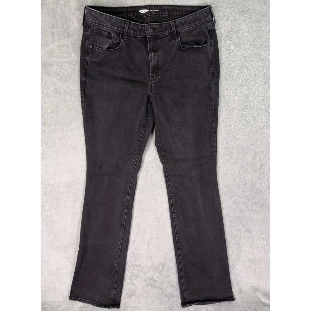 Old Navy Jeans Womens 16 TALL Black Denim High Rise Kicker Bootcut‎ Stretch